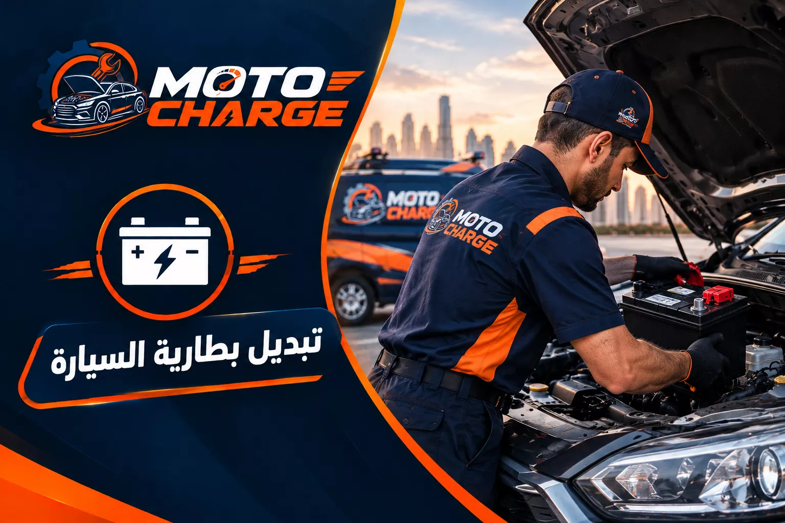 تبديل بطارية السيارة في الموقع