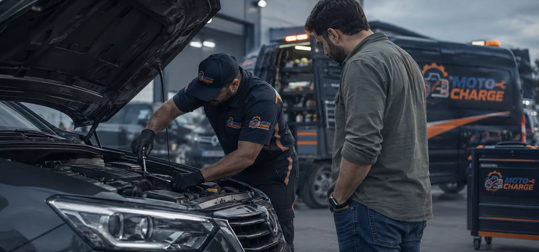 خدمة سيارات متنقلة 24 ساعة في الإمارات - moto charge